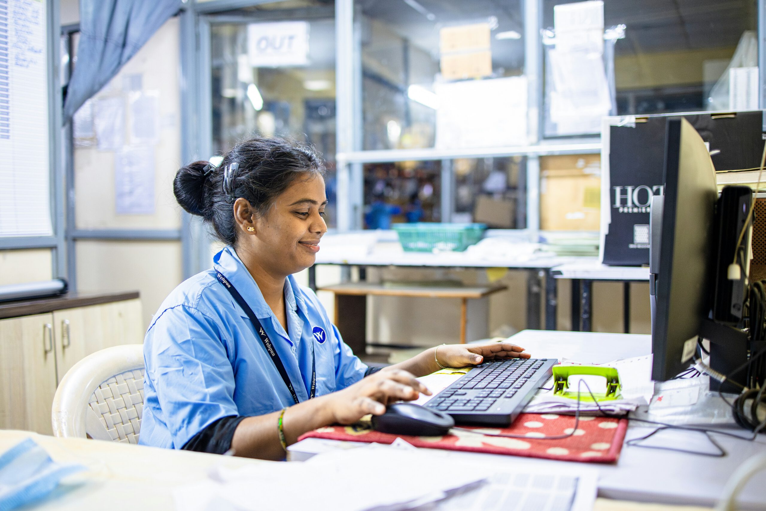 Female nurse working at computer