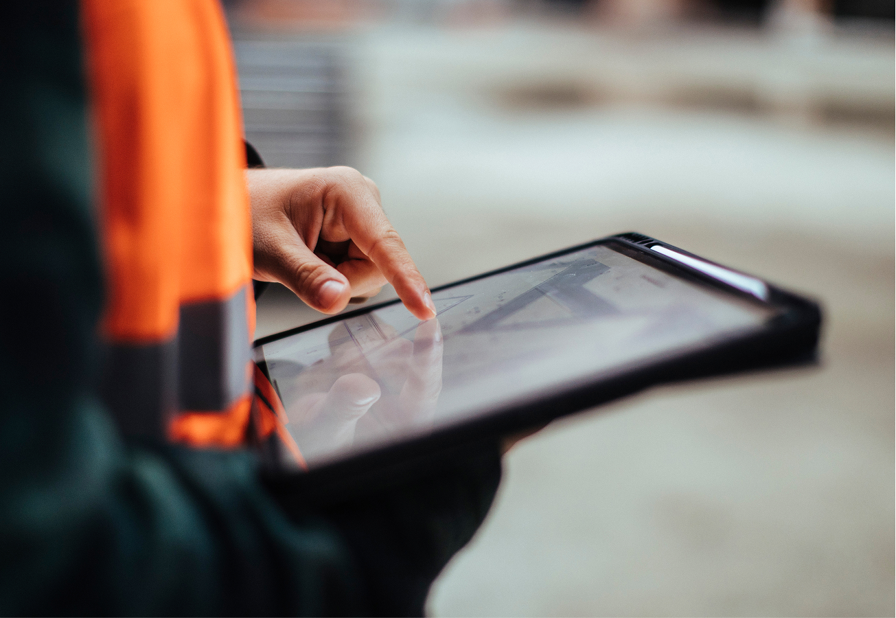 A person using a digital tablet.