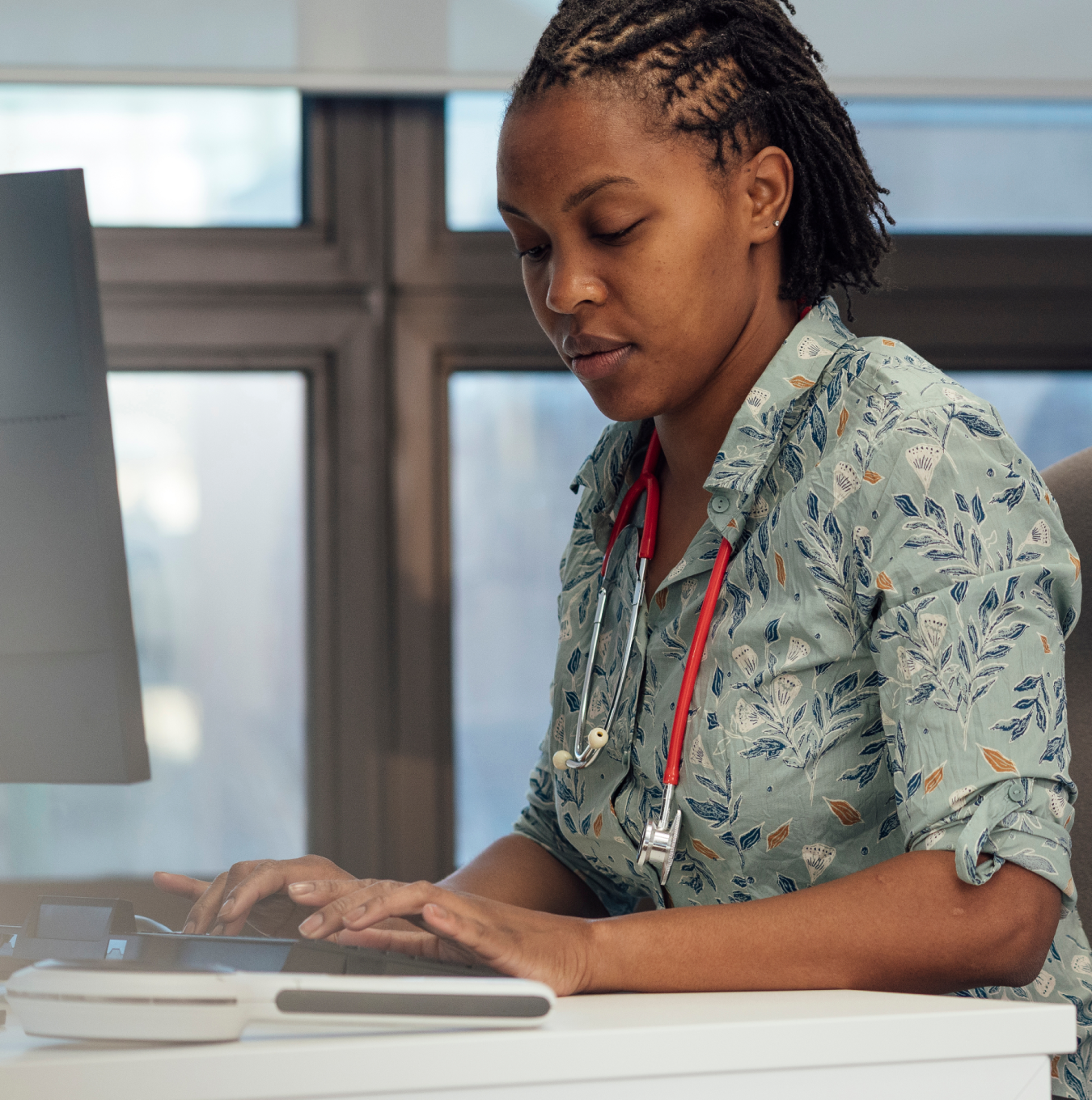 Woman working on a computer